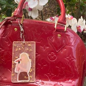 Taylor Swift RED Tour Cartoon & Gold Flakes Keychain Bag Charm Resin Art